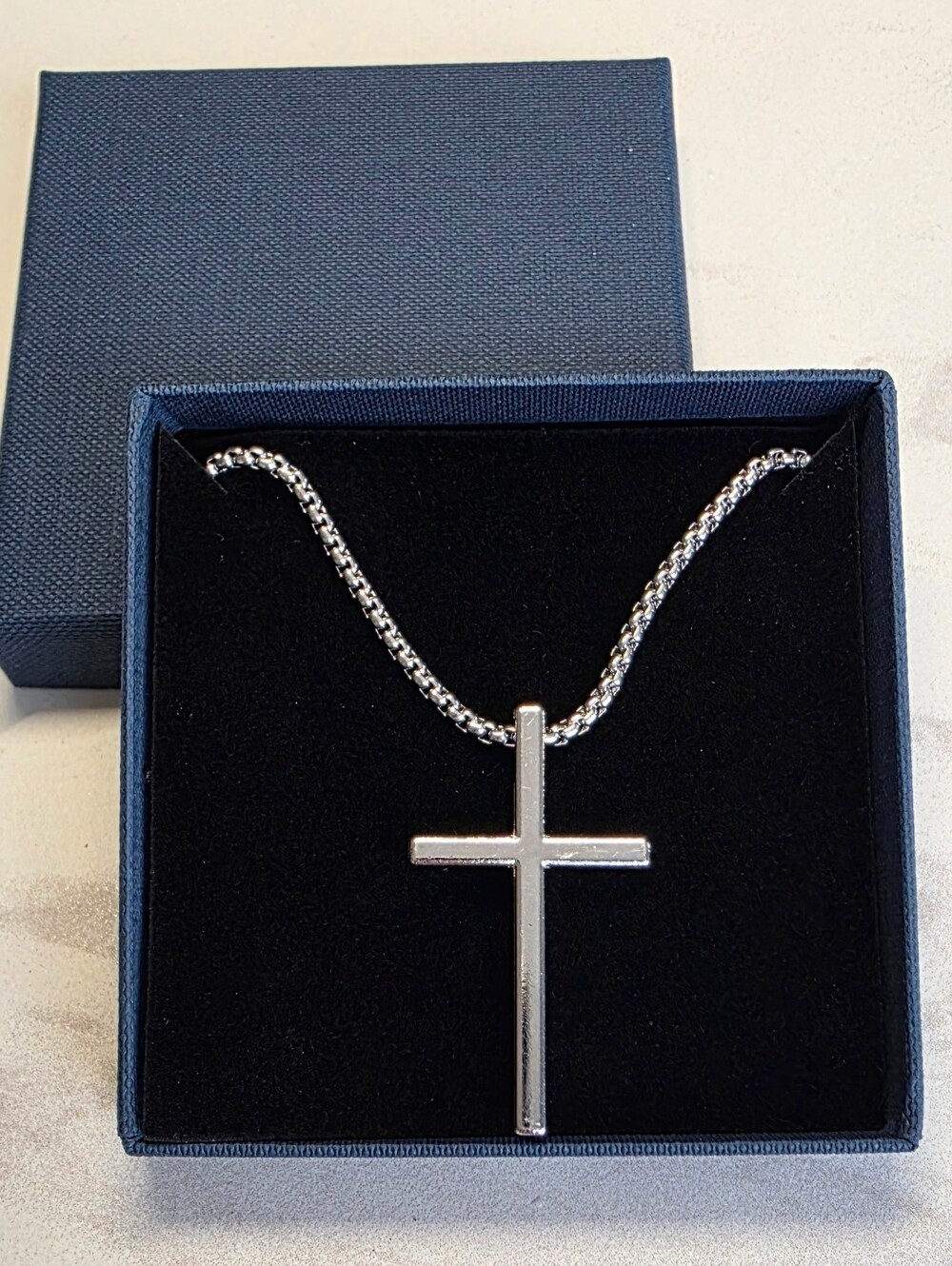 Silver Cross Pendant Necklace for Men